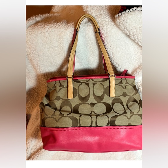 Pre-owned Coach - Hamptons Weekend Signature Color Block Medium Tote Set - Picture 3 of 16